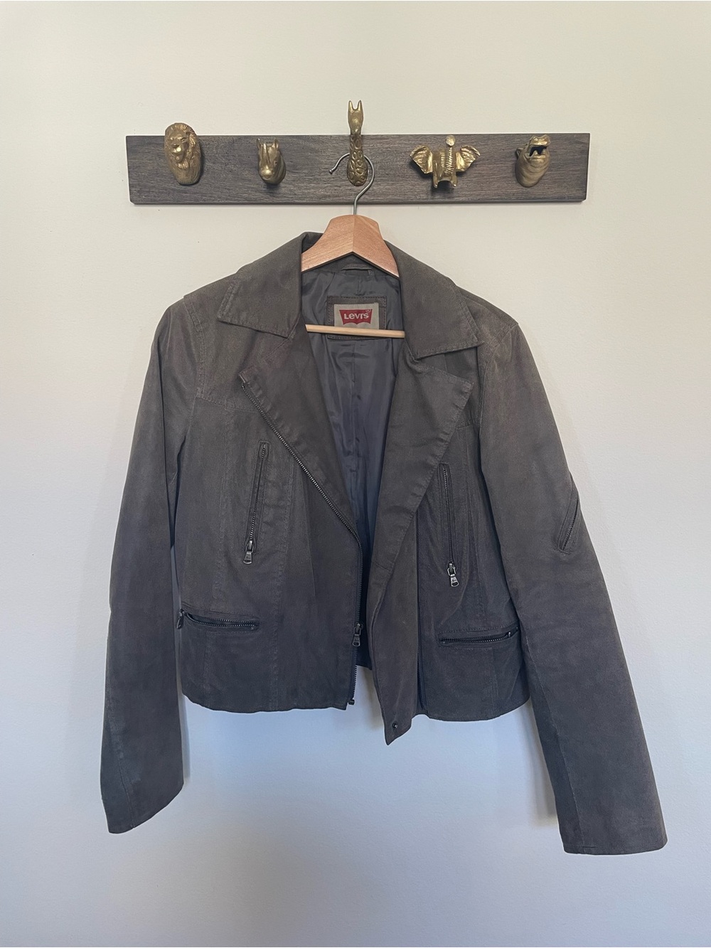 Levi's Women's Dark Gray Genuine Leather Moto Jacket